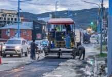 Se repavimentó el sector de Av. Alem donde se realizó el tendido de un tramo del nuevo acueducto para Ushuaia